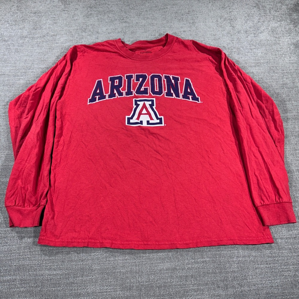 Fanatics Arizona Wildcats T-Shirt Mens Large Red Good Long Sleeve NCAA Logo